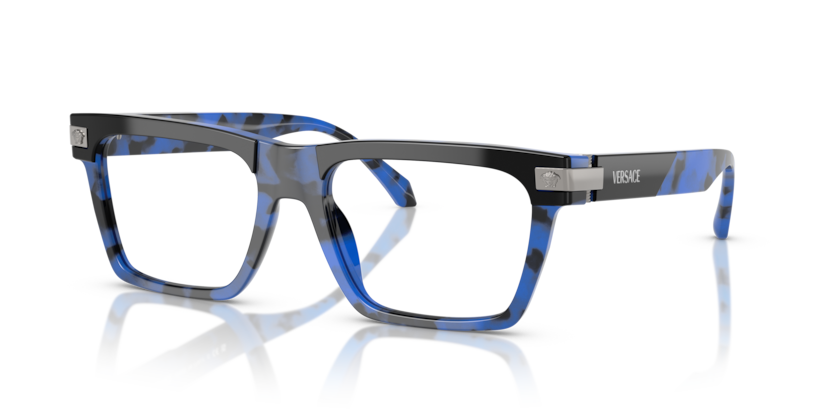 Versace Mod. 3354 F 5460 Black and Blue NWT Eyeglasses 3354F New Authentic Versace Eyeglasses VE 3354 5460 Top Black/Havana Blu at  main image 3