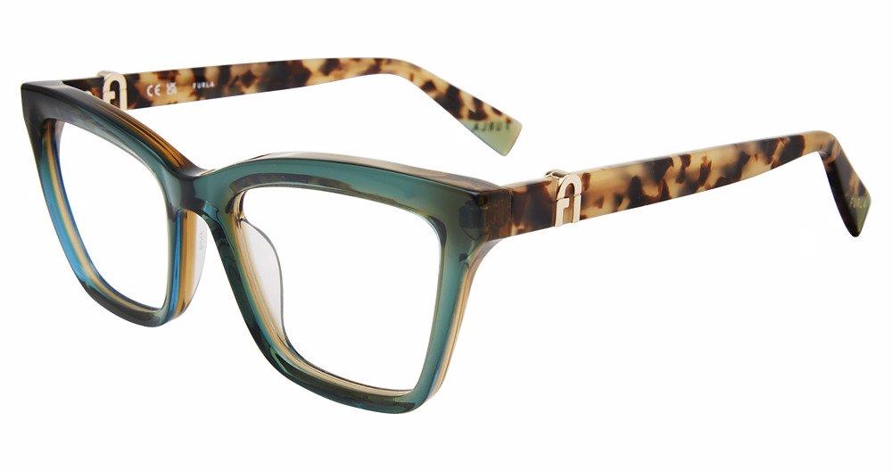 Furla Green Tortoiseshell Cat-Eye Eyeglass Frames Furla Eyeglasses Women main image 4