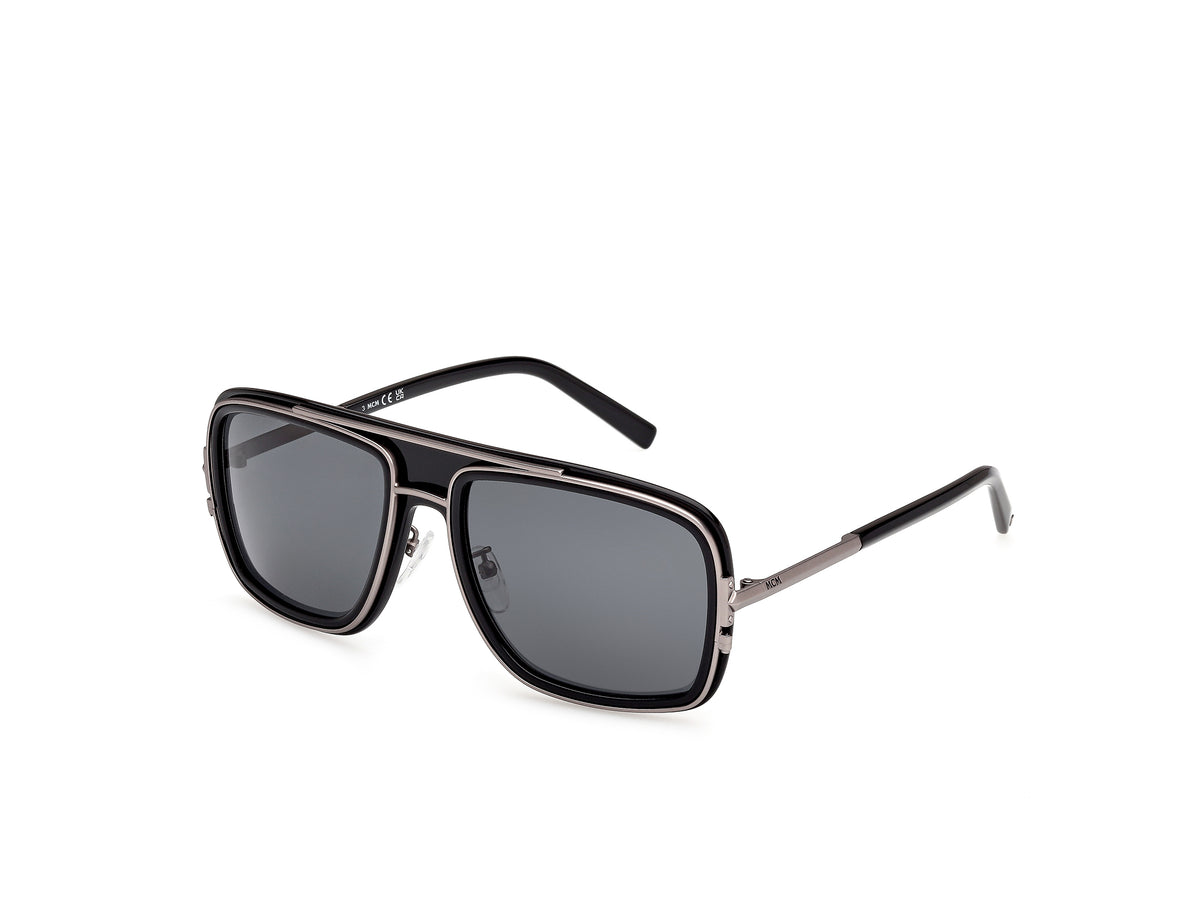 MCM Worldwide Shiny Black Navigator Sunglasses #1087 MCM Worldwide Men Shiny Black Pilot Sunglasses MW0009-01B  main image 3