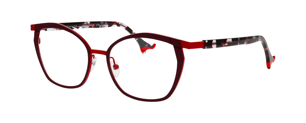 Face a Face Bocca Sexy 2 Designer Frames Houndstooth Red Heel Temples 53-17-150 Face a Face® BOCCA KUMA 2 Square Eyeglasses - EuroOptica main image 4