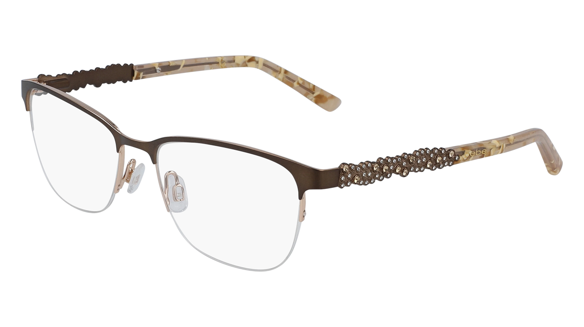 bebe Rose Gold Metal Glasses with Tortoiseshell Temples Amazon.com: bebe Eyeglasses BB 5202 770 Rose Gold Animal  main image 2