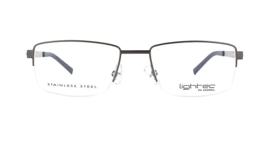 New LIGHTEC Silver Stainless Steel No outlet Rim 30112L Mens Eyeglasses 58-17-