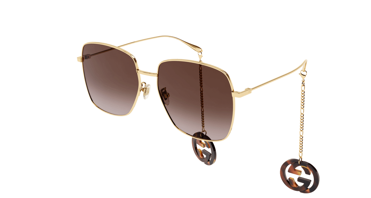 NEW GUCCI SUNGLASSES GG1031S 004 WITH EARRINGS GOLD BLUE WOMEN EYEWEAR GUCCI Gucci Men main image 4