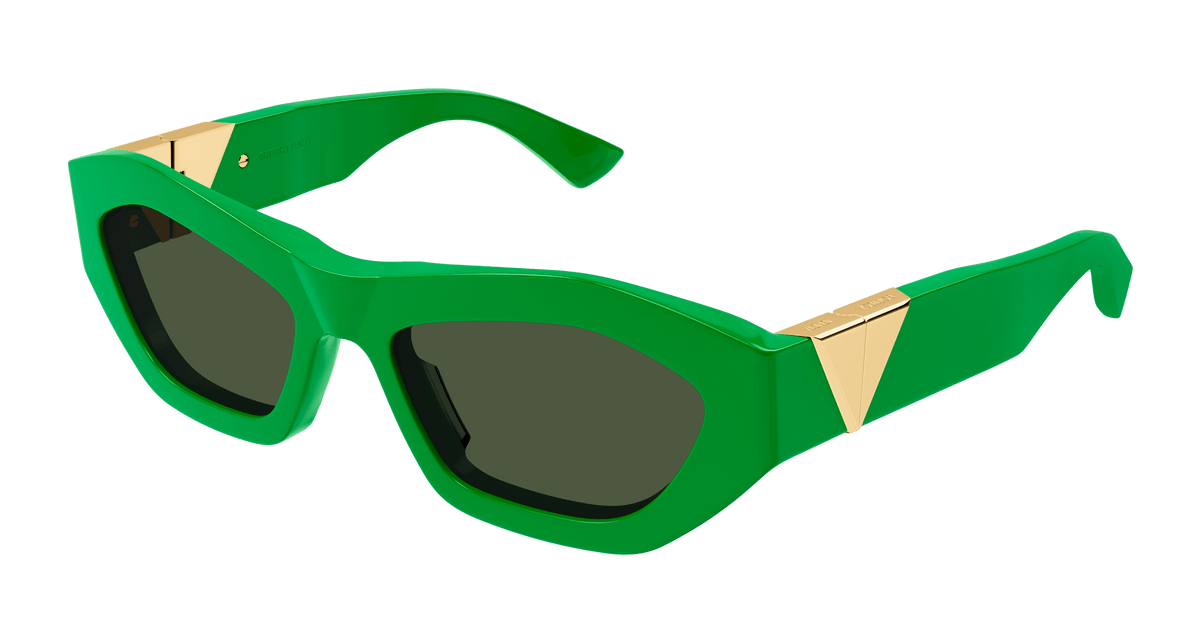 Bottega Veneta Vibrant Green Rectangular Sunglasses Bottega Veneta BV1005S M (53 - 21) with Green lenses and  main image 2