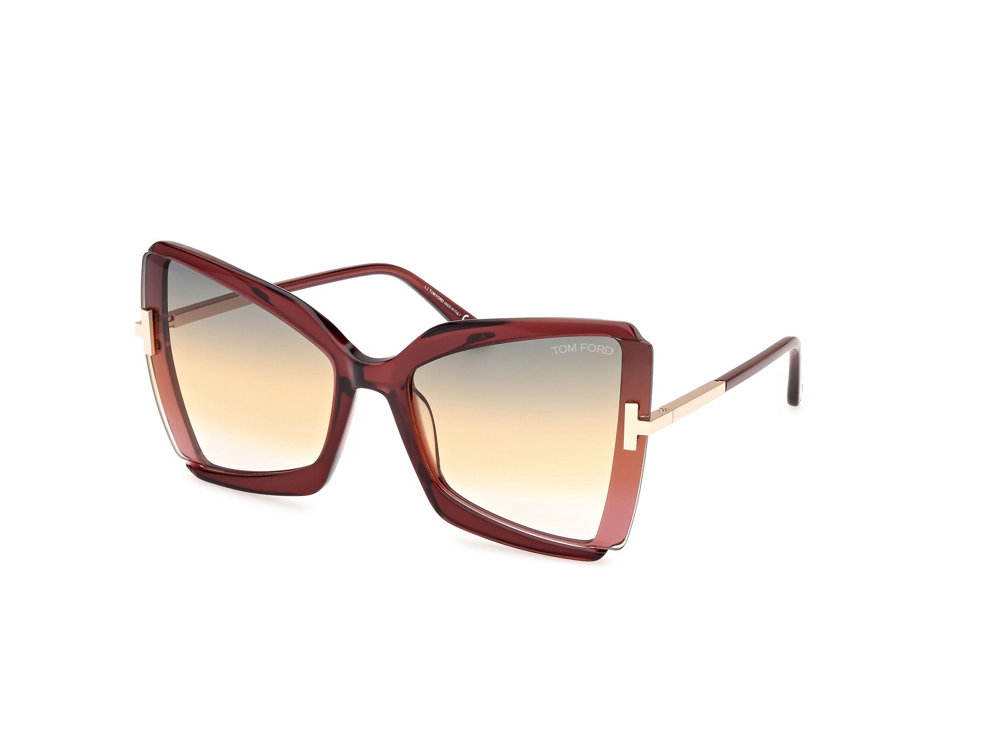 TOM FORD サングラス Tom Ford FT1076 KENDEL 01B スクエア Shiny Black サングラス