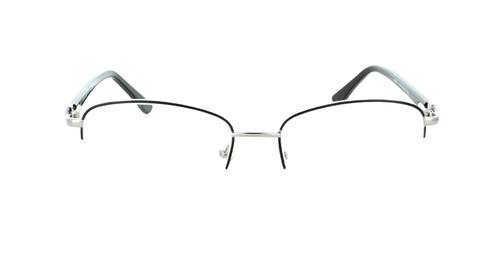 Women's grooved rim metal square eyeglass frame in color black/silver by Tribeca Eyewear.