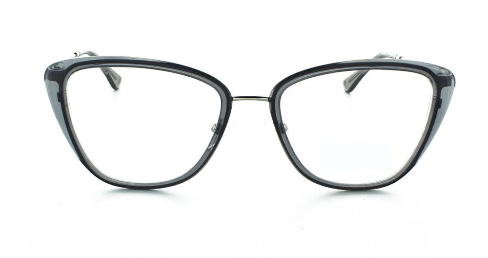 Women's full rim metal/plastic squared eyeglass frame in color black/gold by Tribeca Eyewear.