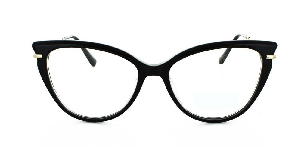 Women's full rim plastic cat-eye eyeglass frame in color demi tort/gold by Tribeca Eyewear.