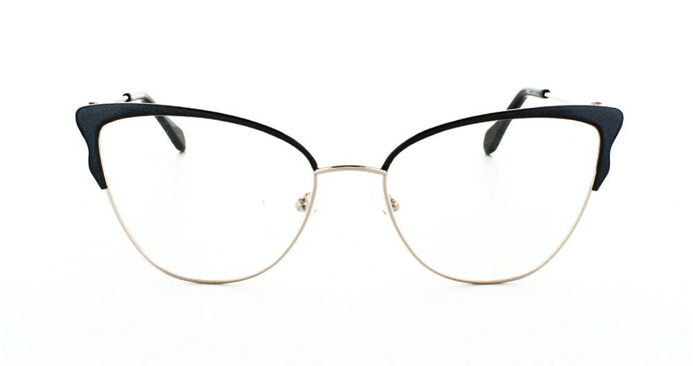 Women's full rim metal cat-eye eyeglass frame in color glitter black/rose by Tribeca Eyewear.