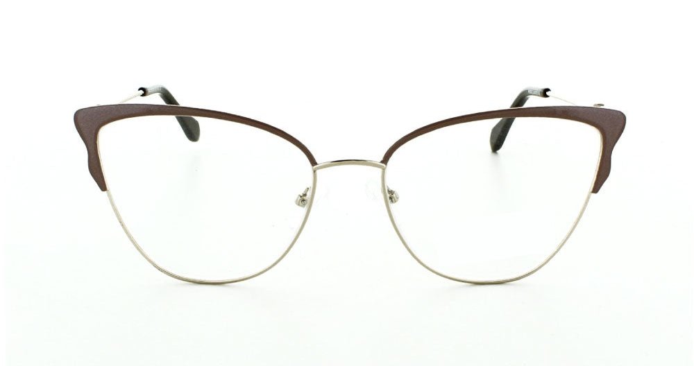 Women's full rim metal cat-eye eyeglass frame in color glitter beige/gold by Tribeca Eyewear.