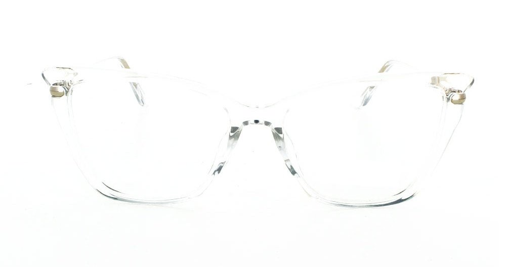 Women's full rim plastic squared cat-eye eyeglass frame in color crystal/gold by Tribeca Eyewear.